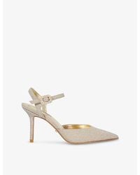 Dune - Wf Channel Diamante-Buckle Open-Back Heeled Woven Courts - Lyst