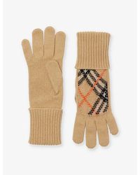 Burberry - Check-Print Cashmere-Blend Gloves - Lyst