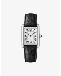 Cartier - Tank Must Solarbeat Small And Leather Photovoltaic Watch 33.7Mm - Lyst