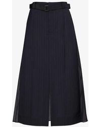 Sacai - Pinstripe-pattern A-line Woven Midi Skirt - Lyst