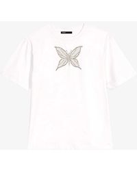 Maje - Rhinestone-embellished Butterfly Cotton T-shirt - Lyst