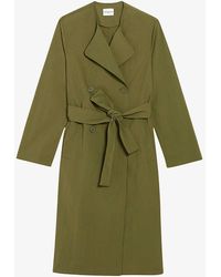 Claudie Pierlot - Belted-waist Long-sleeve Woven Trench Coat - Lyst