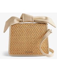 Ted Baker - Niyahna Bow-embellished Leather And Faux-raffia Cross-body Bag - Lyst