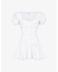 House Of Cb - Hameda Puffed-sleeve Stretch-woven Mini Dress - Lyst