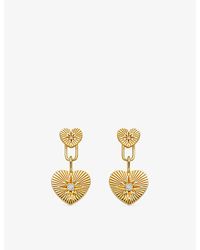 Astley Clarke - Biography Double Heart 18Ct- Plated Sterling- And Sapphire Drop Earrings - Lyst