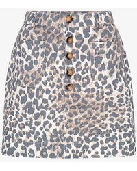 OMNES - Nancy Leopard-print Organic-cotton Mini Skirt - Lyst