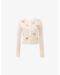 House Of Cb - Evelina Strawberry-Embroidered Wool Cardigan - Lyst