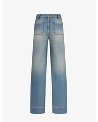 Victoria Beckham - Alina Wide-leg High-rise Stretch-denim Jeans - Lyst