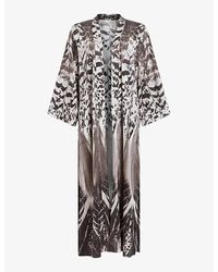 AllSaints - Carine Sierra Graphic-print Stretch Woven Kimono - Lyst