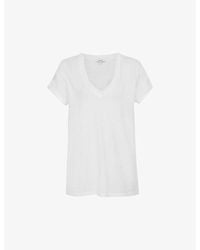 Reiss - Luana V-Neck Cotton-Jersey T-Shirt - Lyst