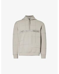 Emporio Armani - Logo Text-embroidered Stretch Cotton-blend Hoody X - Lyst