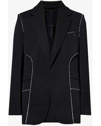 Victoria Beckham - Contrast-piping Notched-lapel Woven Blazer - Lyst