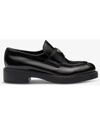 Prada - Logo-plaque Leather Loafers - Lyst
