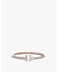 Tiffany & Co. - Tiffany T Wire 18Ct Rose- 0.11Ct Diamond And Mother-Of-Pearl Bracelet - Lyst