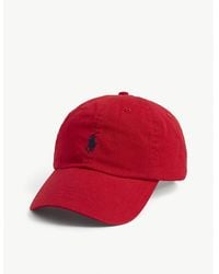 Polo Ralph Lauren - Red Blue Pony Logo-embroidered Cotton Cap 1size - Lyst