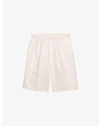 Prada - Triangle-Logo Relaxed Leather Bermuda Shorts - Lyst