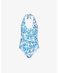 Aspiga - Graphic-pattern Stretch Recycled-polyester Swimsuit - Lyst