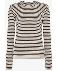 Whistles - Striped Round-neck Cotton-blend Knitted Jumper - Lyst