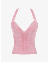 House Of Cb - The Contour Halter-Neck Stretch-Woven Top - Lyst