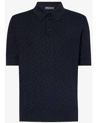 Dolce & Gabbana - Brand-patterned Knitted-texture Silk Polo Shirt - Lyst