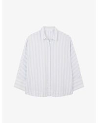 The White Company - Double Button Striped Linen Blouse - Lyst