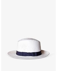 Eton - Vy Blue Panama Contrast-trim Paper Hat - Lyst