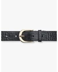 Whistles - Shiny Croc-Embossed Leather Belt - Lyst