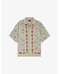 HUGO - Horse-Print Oversized-Fit Woven Shirt - Lyst