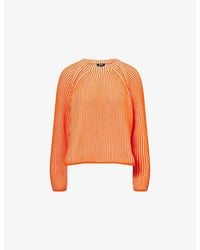 ME+EM - Contrast-Ribbed Round-Neck Knitted Jumper - Lyst