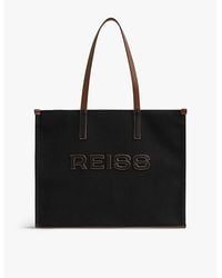 Reiss - Lola Brand-Appliqué Canvas Tote Bag - Lyst