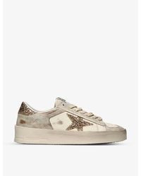 Golden Goose - Stardan Star Glitter-Embellished Leather Trainers - Lyst