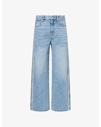 FRAME - The Crochet Bow Crop Cotton Denim Jeans - Lyst