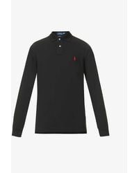 Polo Ralph Lauren - Long-sleeved Logo-embroidered Custom Slim-fit Cotton-piqué Polo Shirt - Lyst
