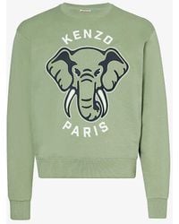 KENZO - Elephant-print Branded Cotton-jersey Sweatshirt X - Lyst