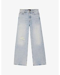 The Kooples - Distressed Straight-Leg High-Rise Jeans - Lyst
