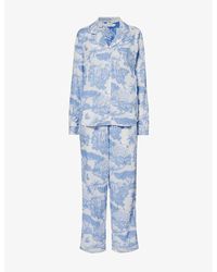 Desmond & Dempsey - Loxodonta Graphic-print Cotton Pyjamas X - Lyst