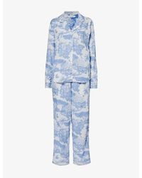 Desmond & Dempsey - Loxodonta Graphic-Print Cotton Pyjamas - Lyst