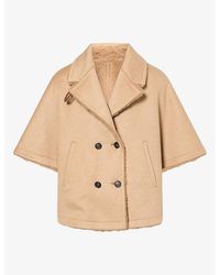 Max Mara - Reversible Double-Breasted Teddy Wool Cape - Lyst