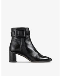 LK Bennett - Wilde Square-Toe Patent-Leather Ankle Boots - Lyst