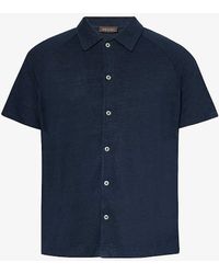 Oscar Jacobson - Albin Marled-pattern Linen-blend Polo Shirt - Lyst