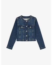 Reiss - Medora Round-Neck Denim Jacket - Lyst