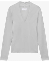 Reiss - Lina Ruched-neck Woven-blend Top - Lyst