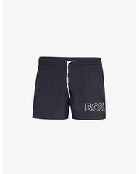 BOSS - Logo-print Regular-fit Recycled-polyester Swim Shorts - Lyst