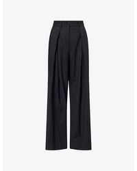 ME+EM - Pleated Wide-Leg Wool-Blend Trousers - Lyst