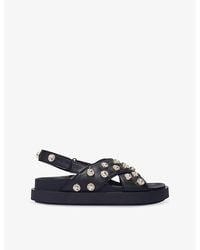 Maje - Studded Flat Leather Sandals - Lyst