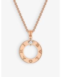 BVLGARI - 18Ct Rose- And 0.09Ct Brilliant-Cut Diamond Pendant Necklace - Lyst