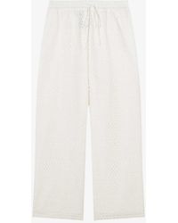 LK Bennett - Edie Broderie-anglaise Wide-leg Cotton Trousers - Lyst