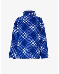 Burberry - High-neck Check-pattern Fleece Jacket - Lyst