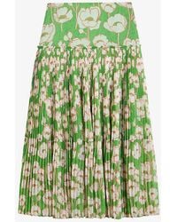 Ted Baker - Maryin Floral-print Pleated Recycled Polyester-blend Midi Skirt - Lyst