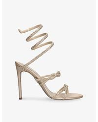 Rene Caovilla - Cleo Twist 105 Crystal-Embellished Leather Heeled Sandals - Lyst